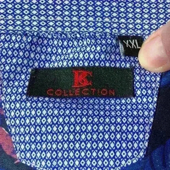 FLOCKING AMAZING FLAMINGO BUTTON UP SHIRT NAVY BC COLLECTION Size 2XL - Picture 4 of 10